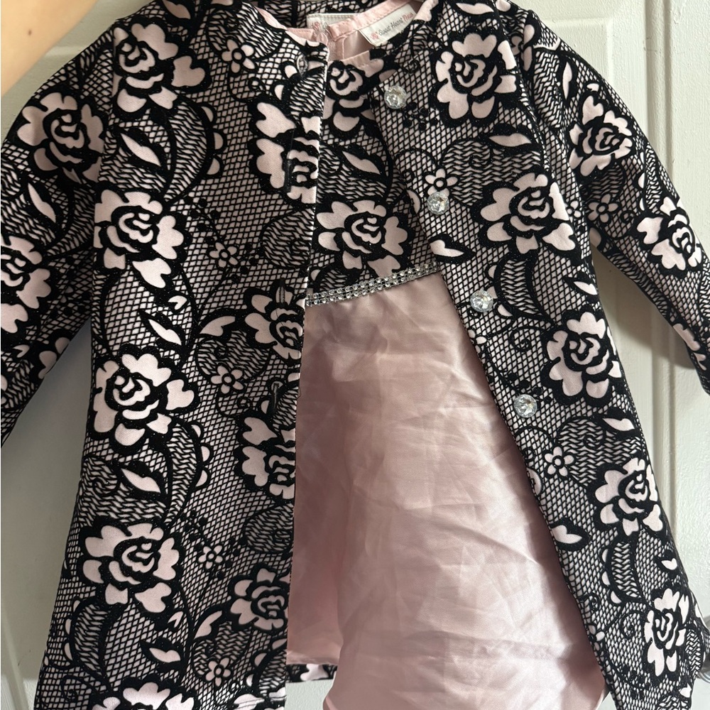 Sweet Heart Rose kids blush satin dress and coat set size 3T - Picture 9 of 12